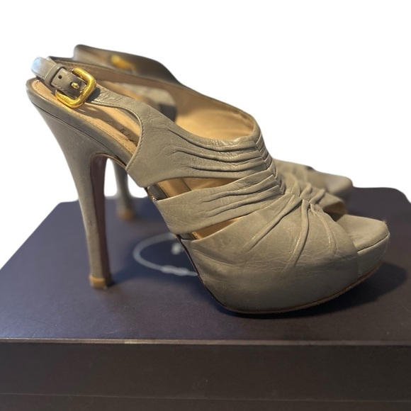 Prada Grey Leather 7 1/5 4” Heels - Picture 7 of 9